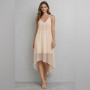 Naked Zebra Cream V-Neck Maxi Dress with Strappy Crisscross Back